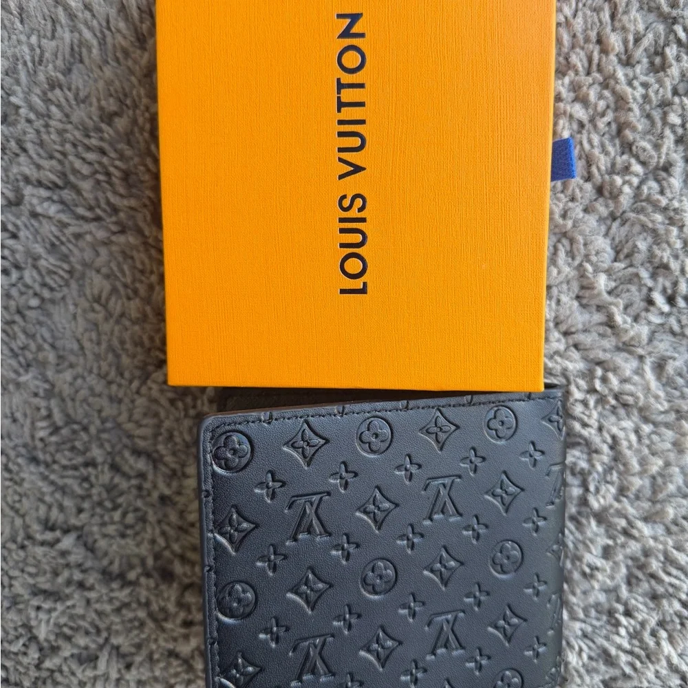 Men’s Black Monet Monogram Embossed Leather Wallet